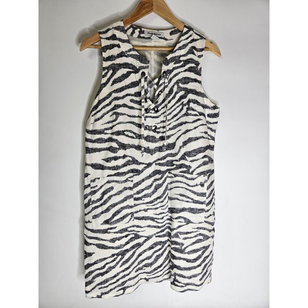 TOMMY BAHAMA Linen ZEBRA PRINT SLEVELESS DRESS SIZE S/P